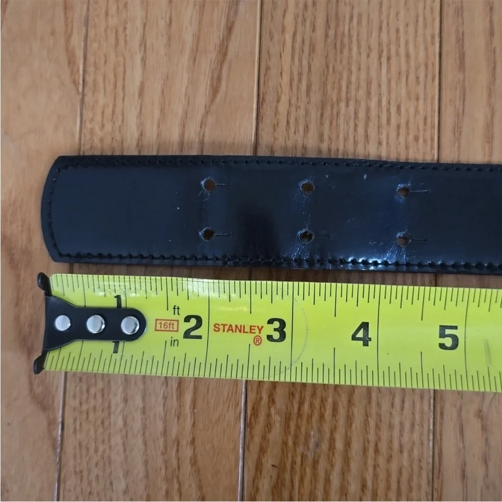Moschino Black Leather Belt with Gold Logo Buckle